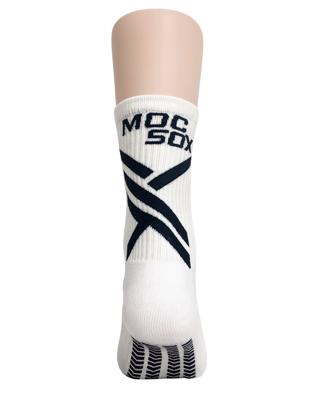 Vista trasera de la calceta antideslizante para futbol Moc Sox Pro One White 